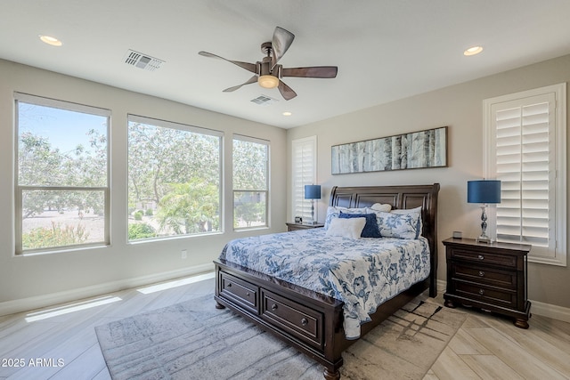 841 E Farmers Ln, Queen Creek, AZ 85140 - bedroom featuring baseboards, recessed lighting, and a ceiling fan