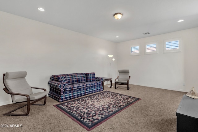 sitting room featuring carpet floors