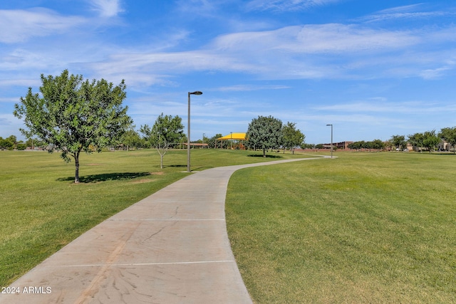 view of property's community with a yard