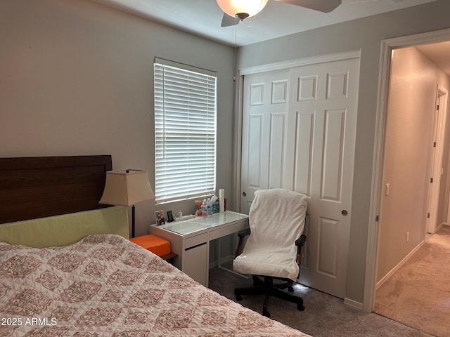 15301 W Moreland St, Goodyear, AZ 85338 - bedroom with a closet, baseboards, ceiling fan, and carpet floors