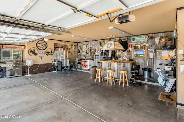 garage with a garage door opener