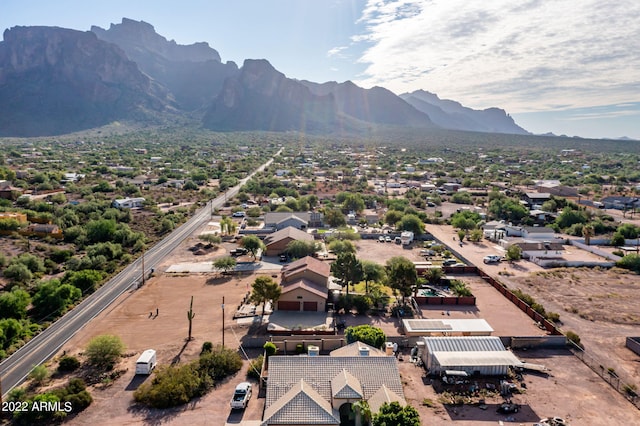 aerial view with a mountain view