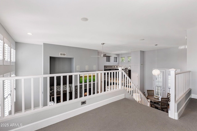 15221 N Clubgate Dr Unit 2059, Scottsdale, AZ 85254 - hallway featuring an upstairs landing, carpet flooring, recessed lighting, and baseboards