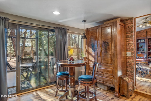 dining room featuring ceiling fan and hardwood / wood-style floors