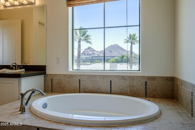 3812 E Camelback Rd, Phoenix, AZ 85018 - full bath featuring plenty of natural light, a bath, a mountain view, and vanity