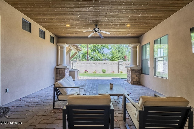 3812 E Camelback Rd, Phoenix, AZ 85018 - view of patio featuring an outdoor living space and ceiling fan