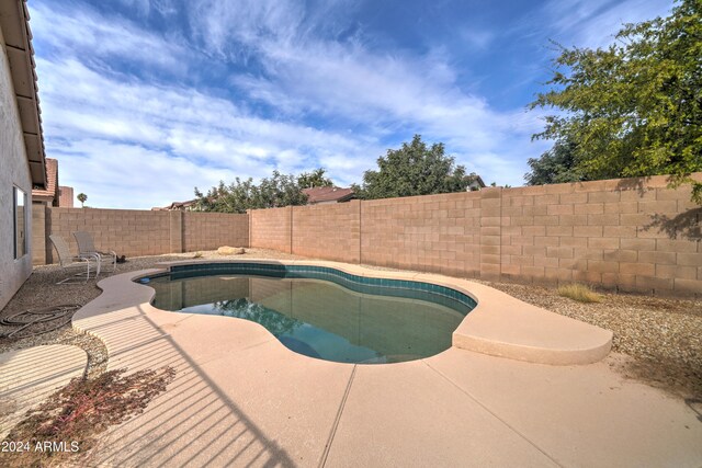 view of swimming pool featuring a patio area