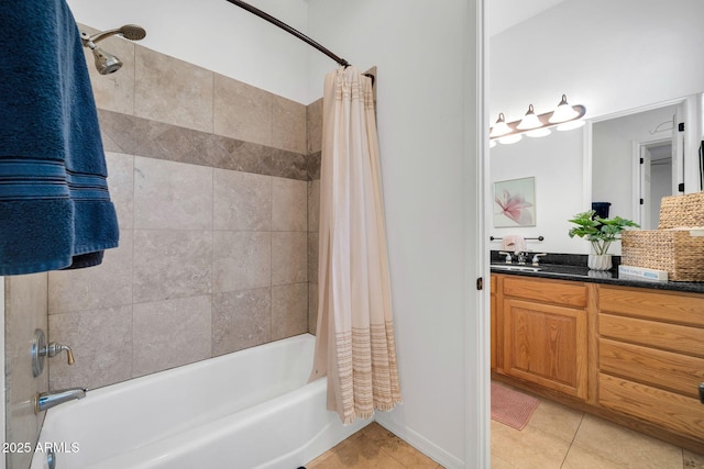3335 W Carriage Dr, Phoenix, AZ 85086 - full bathroom with tile patterned flooring, vanity, and shower / bath combination with curtain