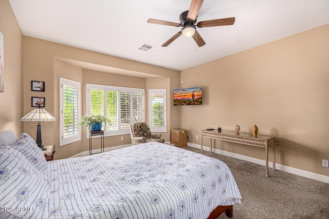 14819 W Lupine Ln, Surprise, AZ 85374 - bedroom featuring baseboards, carpet, and a ceiling fan