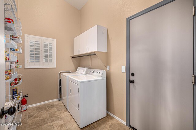 14819 W Lupine Ln, Surprise, AZ 85374 - washroom with cabinet space, washing machine and clothes dryer, and baseboards