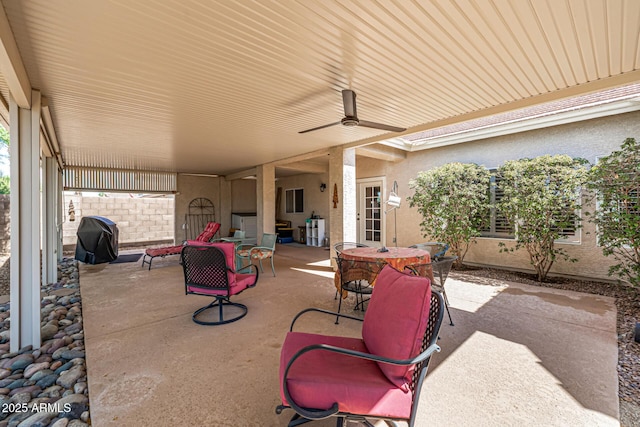 14819 W Lupine Ln, Surprise, AZ 85374 - view of patio featuring grilling area, outdoor dining space, and a ceiling fan
