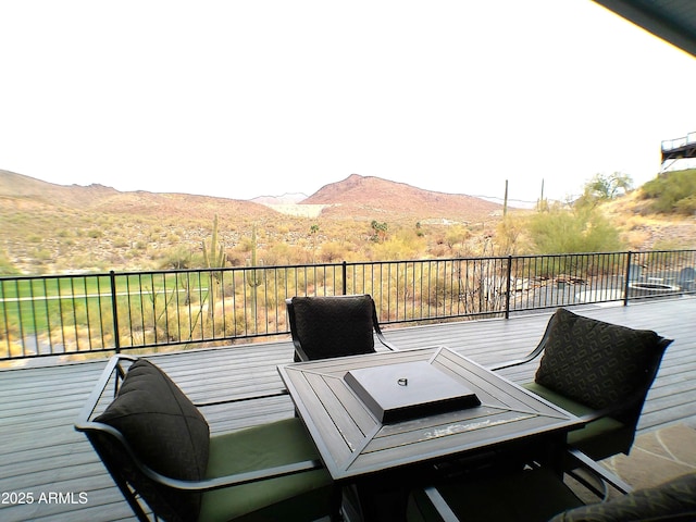 deck with a mountain view