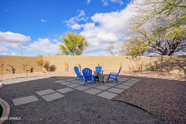 view of patio featuring a fenced backyard