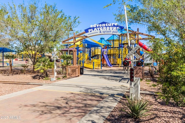 community play area with fence