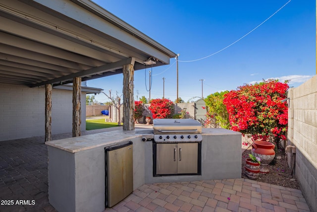 view of patio / terrace featuring area for grilling and exterior kitchen