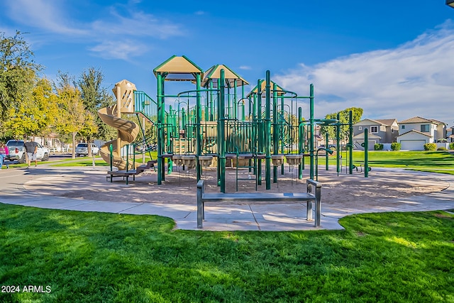 view of play area with a lawn