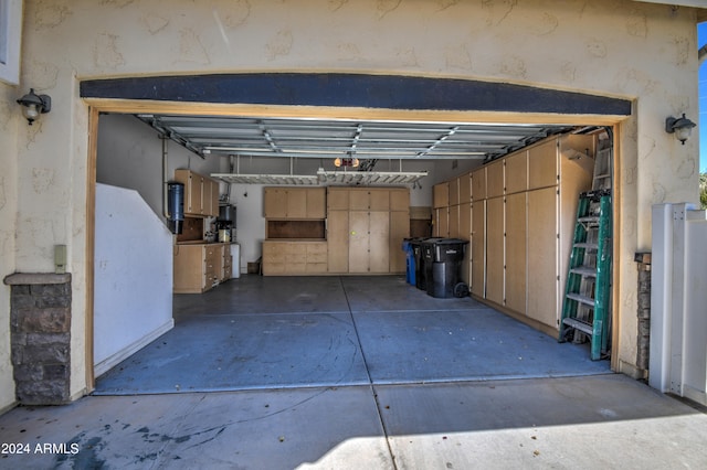 garage with a garage door opener