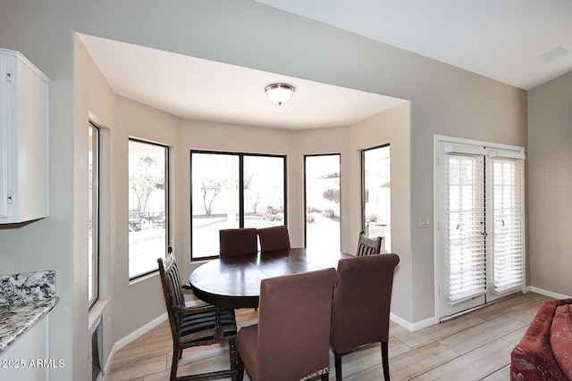 dining room featuring visible vents and baseboards