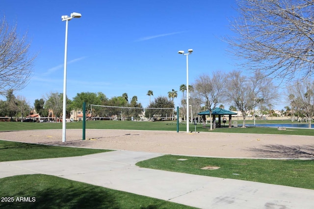 view of home's community with a gazebo, a yard, and volleyball court