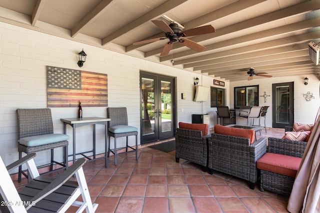 410 E Beck Ln, Phoenix, AZ 85022 - view of patio / terrace featuring french doors, ceiling fan, and an outdoor living space