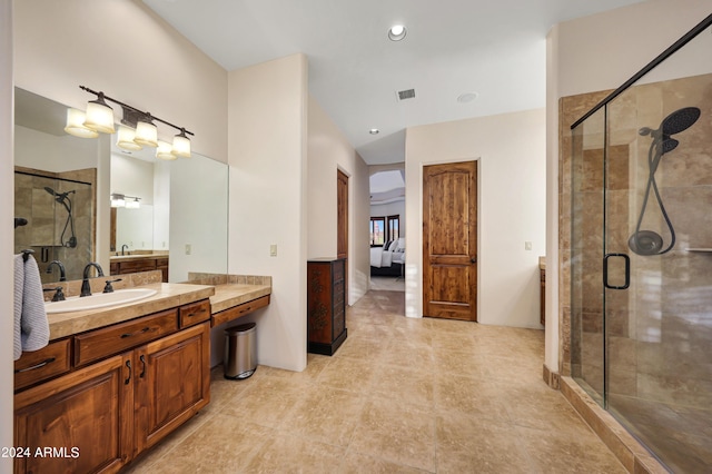 bathroom featuring vanity and walk in shower