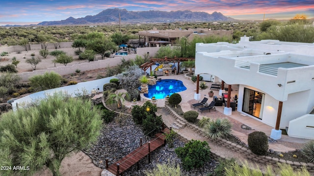 28217 N 139th St, Scottsdale, AZ 85262 - aerial view at dusk of a mountain view and view of pool area