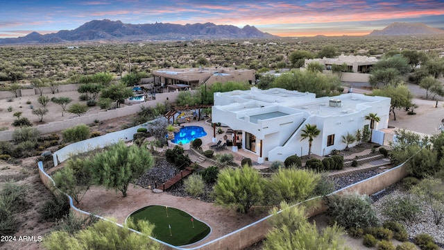 28217 N 139th St, Scottsdale, AZ 85262 - aerial view of property and surrounding area with a mountainous background and a pool area