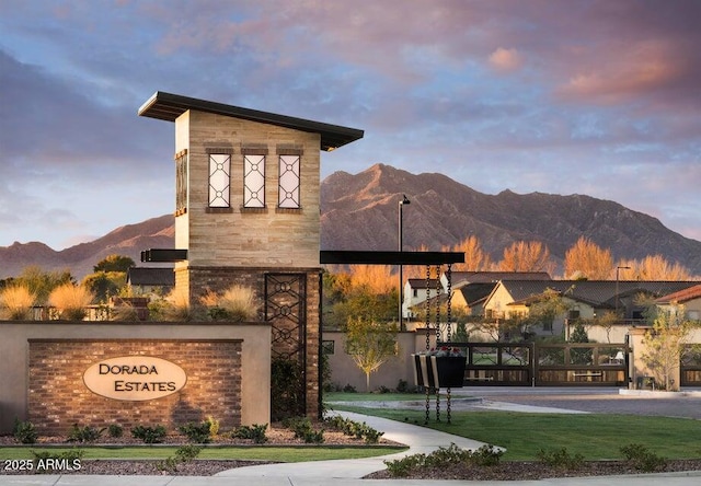 17673 E Bronco Dr, Queen Creek, AZ 85142 - community / neighborhood sign featuring a mountain view