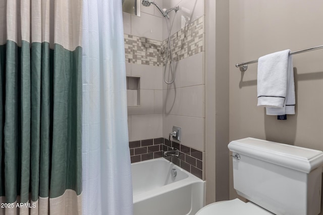 17673 E Bronco Dr, Queen Creek, AZ 85142 - full bathroom featuring shower / bathtub combination with curtain and toilet