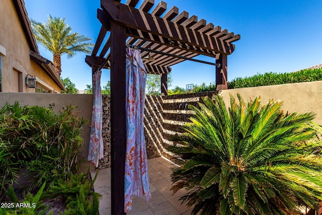 17673 E Bronco Dr, Queen Creek, AZ 85142 - view of patio with a pergola and fence