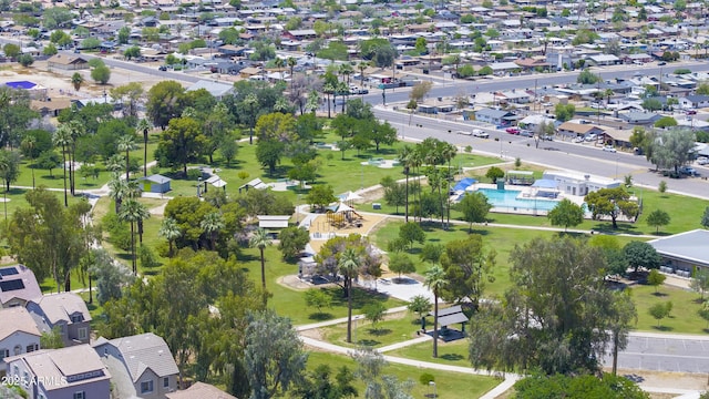 5749 S 21st Ter, Phoenix, AZ 85040 - aerial view of property's location with nearby suburban area and a pool
