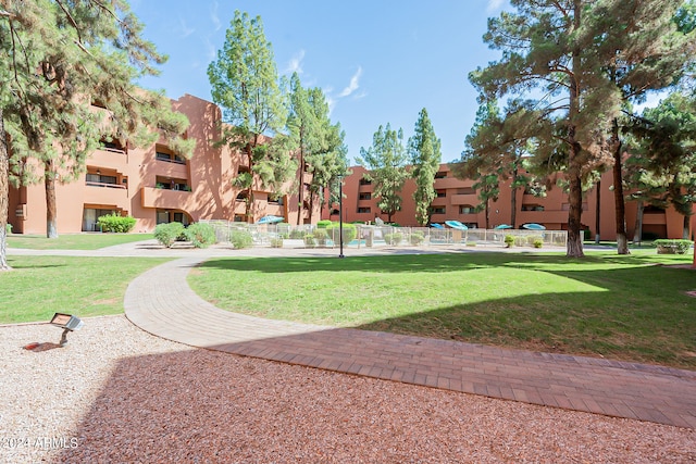 view of community with a lawn