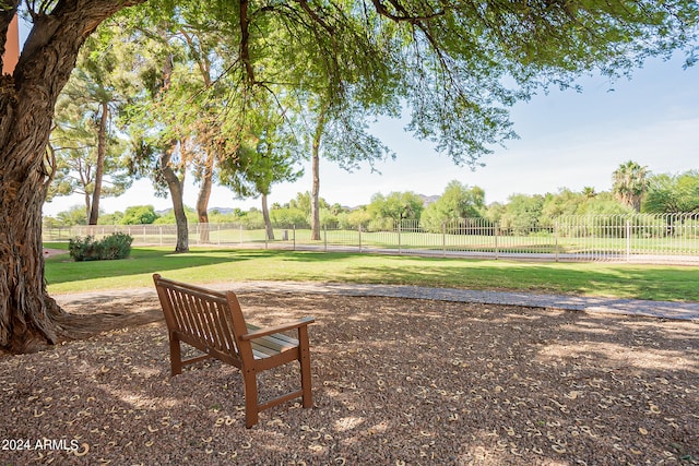 view of property's community featuring a lawn