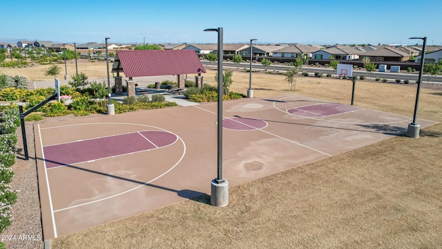 view of sport court with a gazebo