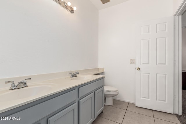 bathroom featuring tile patterned floors, vanity, and toilet