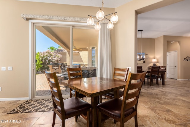 dining room with an inviting chandelier