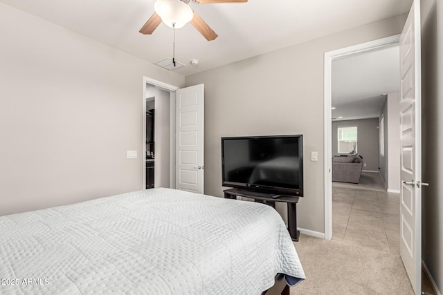14727 W Pasadena Ave, Litchfield Park, AZ 85340 - bedroom featuring baseboards, light carpet, and ceiling fan