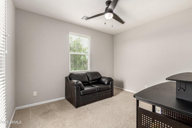 14727 W Pasadena Ave, Litchfield Park, AZ 85340 - sitting room featuring carpet flooring, ceiling fan, and baseboards