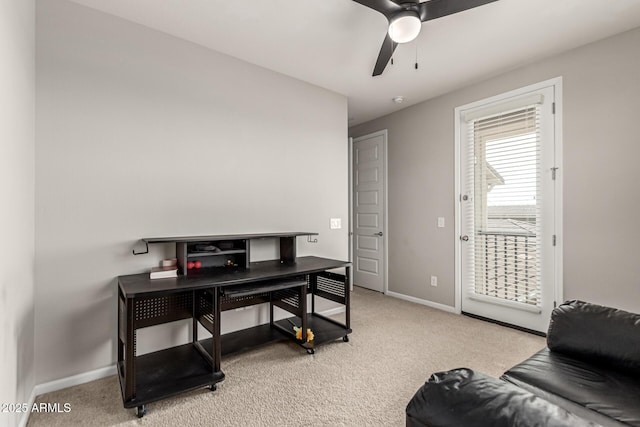 14727 W Pasadena Ave, Litchfield Park, AZ 85340 - home office featuring light colored carpet, ceiling fan, and baseboards