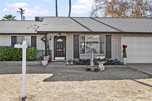 single story home with a garage