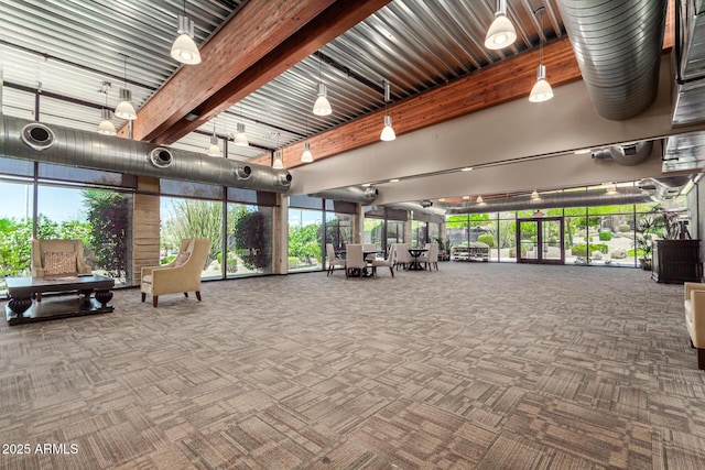 1951 W Plum Rd, Phoenix, AZ 85085 - workout area with carpet, beam ceiling, a high ceiling, and healthy amount of natural light