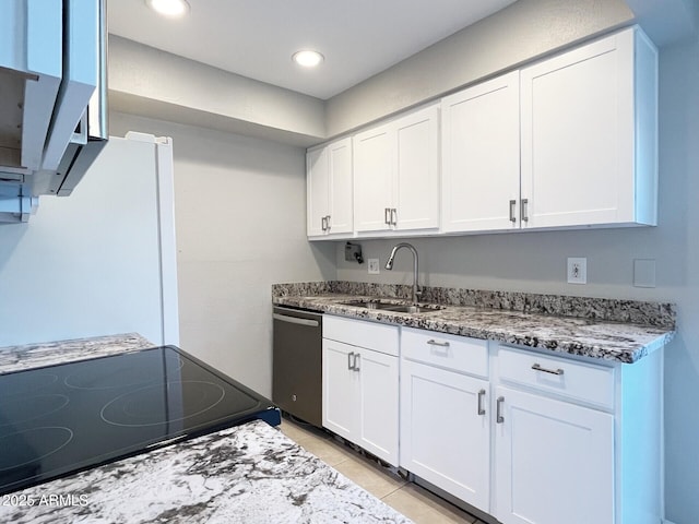 3840 N 43rd Ave Unit 34, Phoenix, AZ 85031 - kitchen featuring a sink, dishwasher, white cabinetry, and recessed lighting