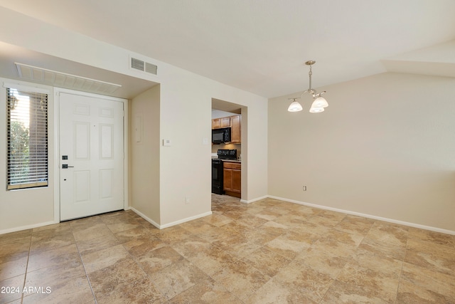 interior space featuring an inviting chandelier