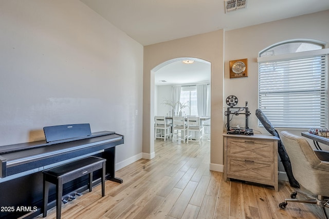 miscellaneous room with light wood-type flooring