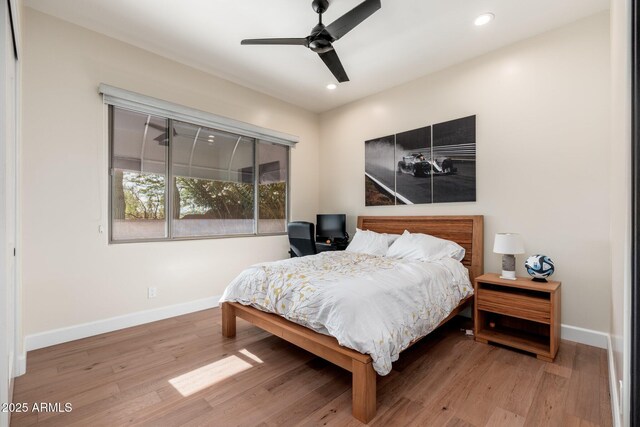 28768 N 95th Way, Scottsdale, AZ 85262 - bedroom featuring wood finished floors, recessed lighting, and a ceiling fan