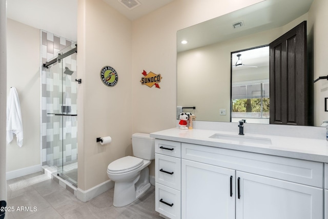 28768 N 95th Way, Scottsdale, AZ 85262 - full bathroom with vanity, a shower stall, tile patterned floors, and recessed lighting
