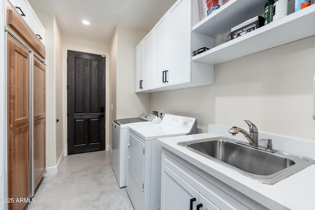 28768 N 95th Way, Scottsdale, AZ 85262 - washroom with separate washer and dryer, cabinet space, and recessed lighting