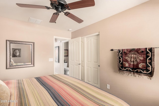 bedroom featuring ceiling fan