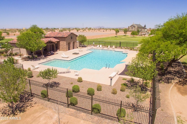 view of pool featuring a patio area