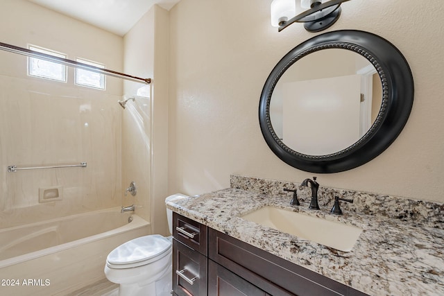 full bathroom with vanity, shower / bathing tub combination, and toilet